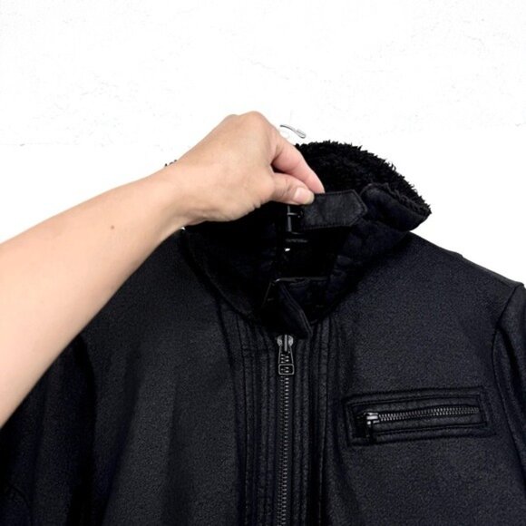 Free People black Vegan Leather Sherpa Collar MotoJacket size XSmall - Picture 6 of 10